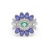 Tanzanite Emerald Floral Ring